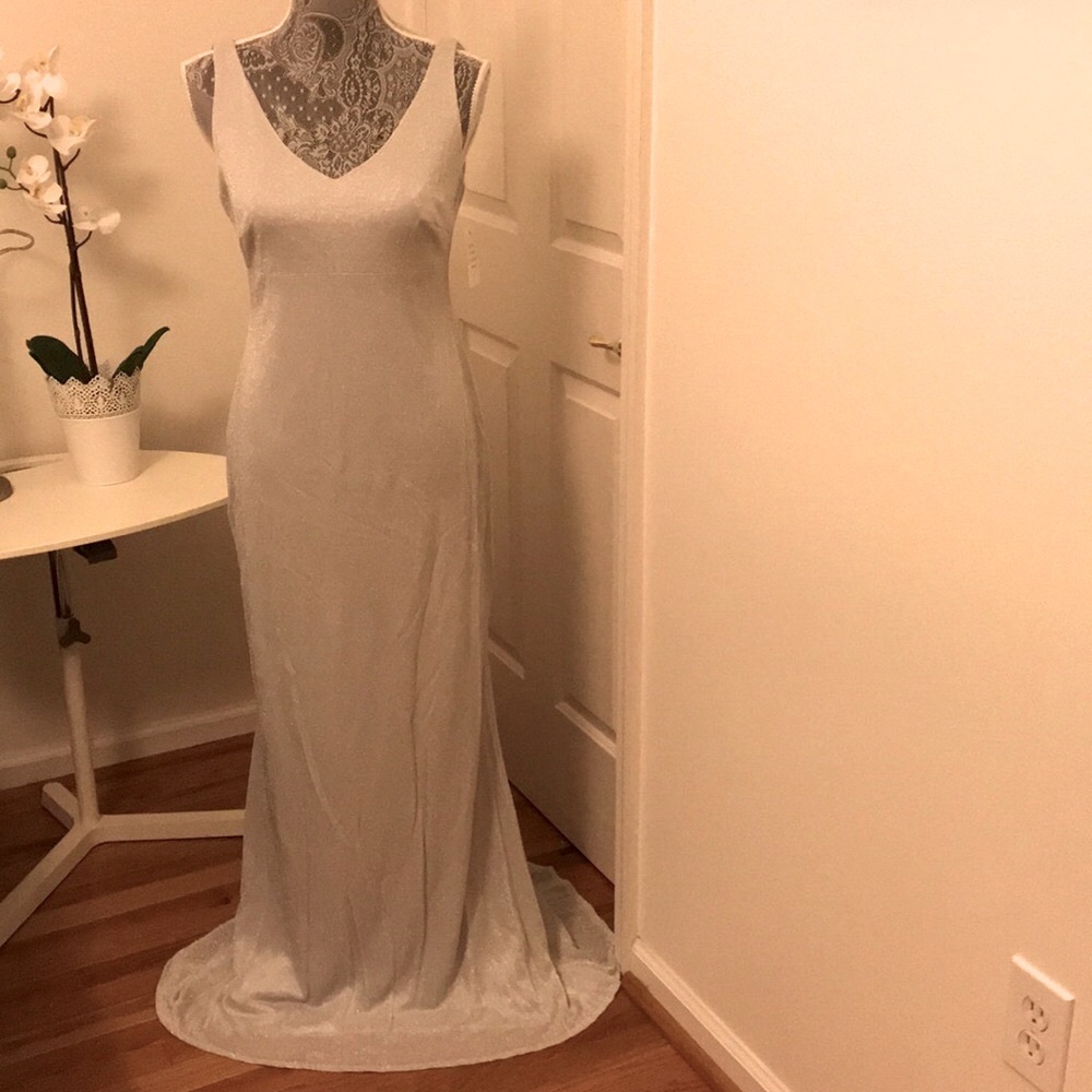 Silver shimmery evening gown